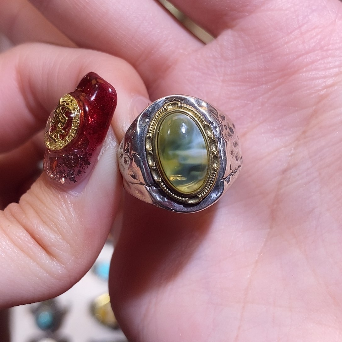 琥珀戒指银S925镶嵌星***戒指