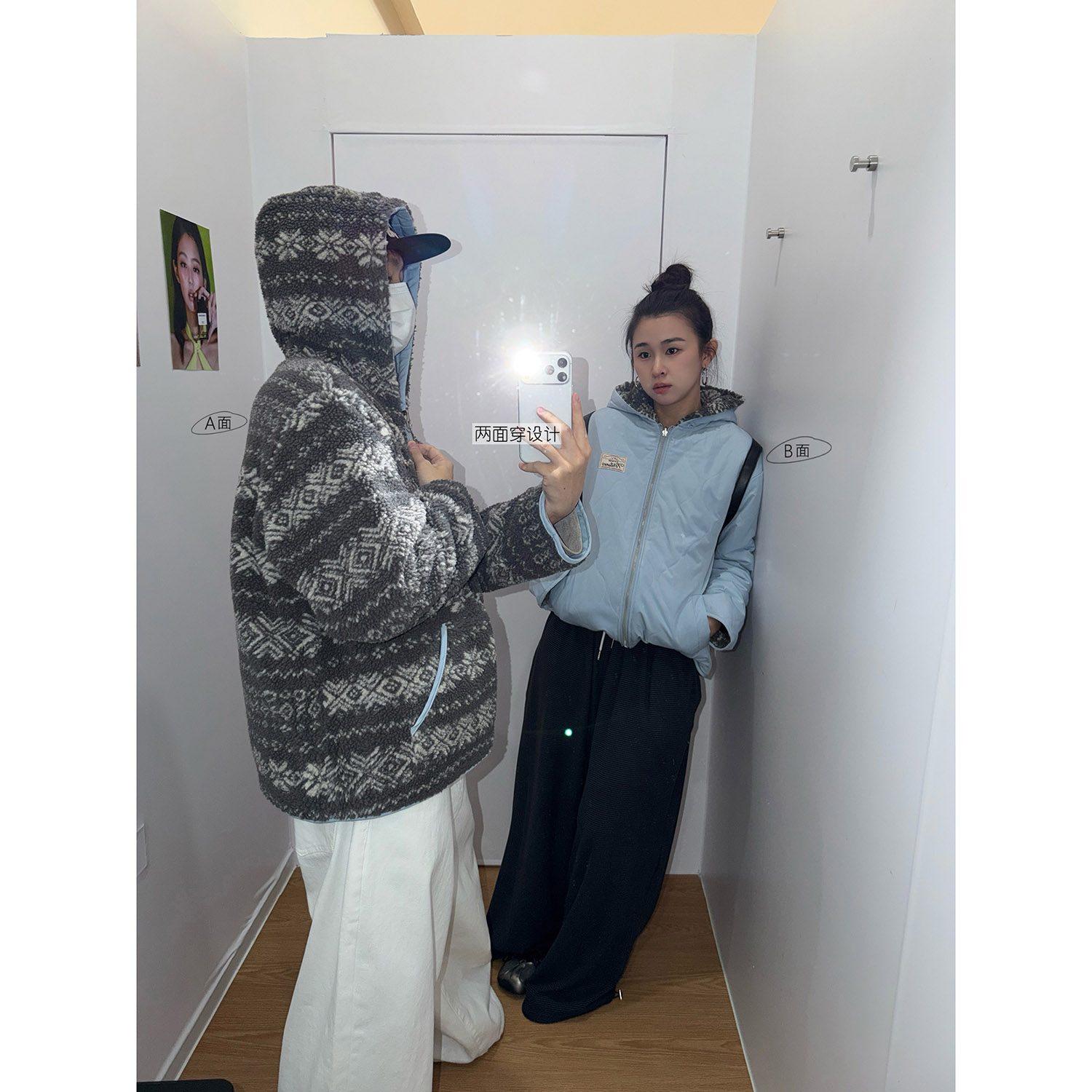 19studio WAYNEPRINCE美式复古菲尔岛双面穿情侣连帽保暖外套棉服