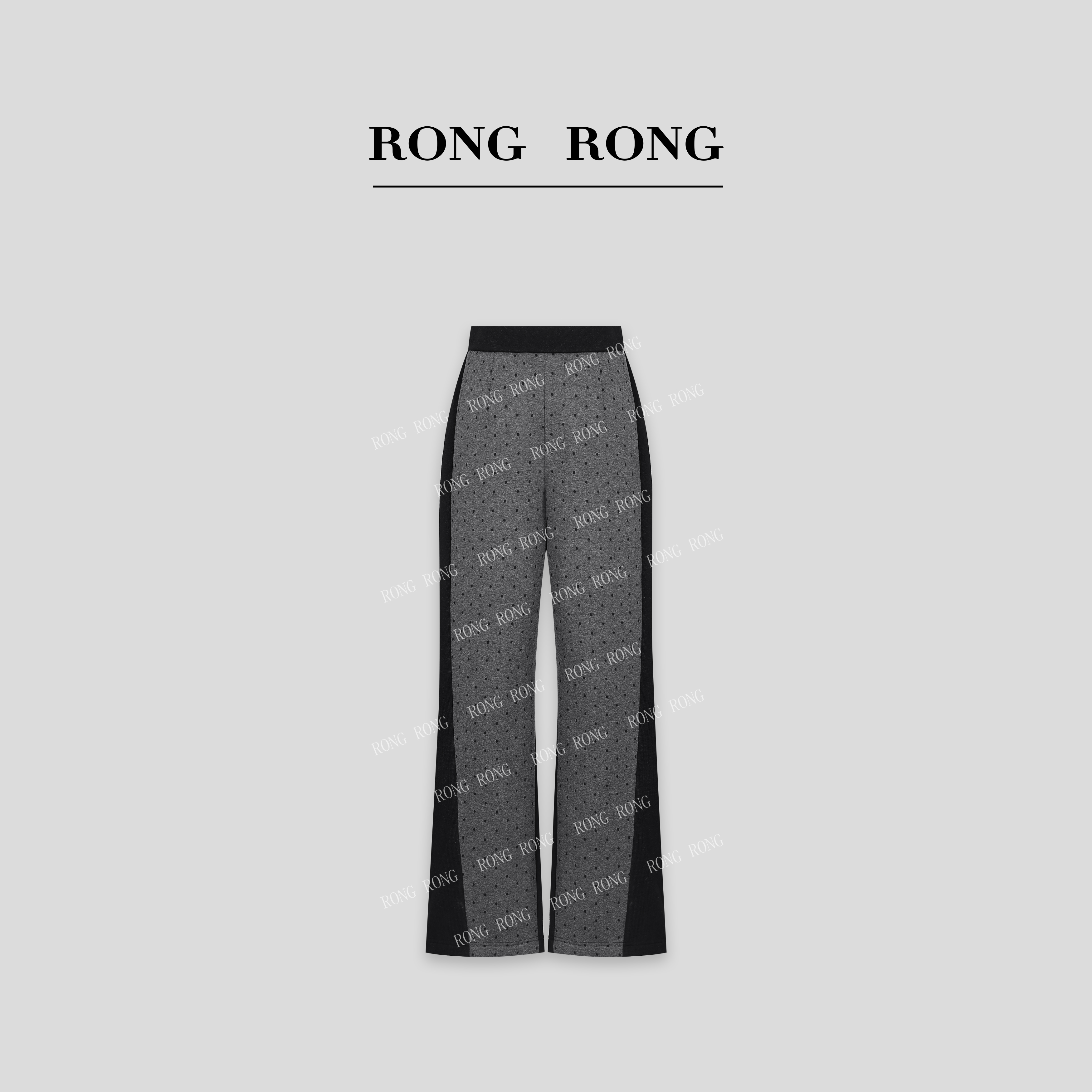 溶溶J【波点星墨】RONGRONG 撞色波点加绒修腿显瘦休闲裤 ZFQ6K6465