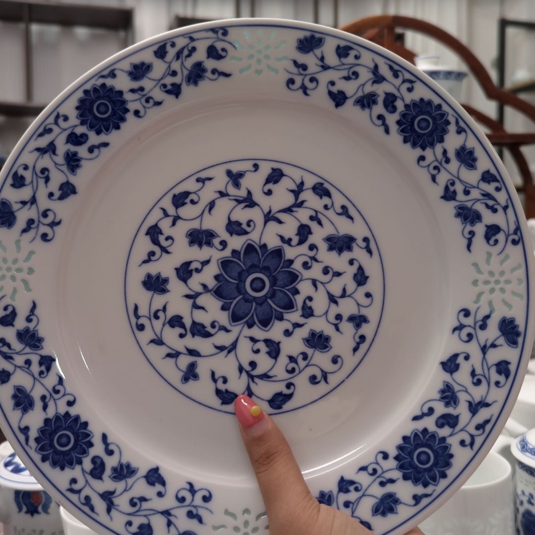 陶瓷万寿莲10寸平盘一个