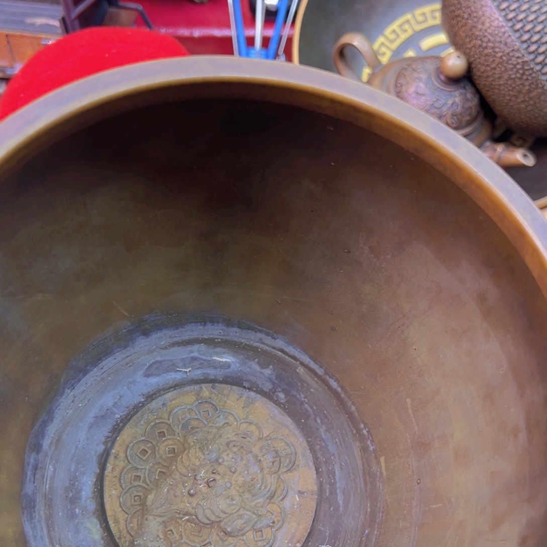 原矿风磨铜大号对联缸