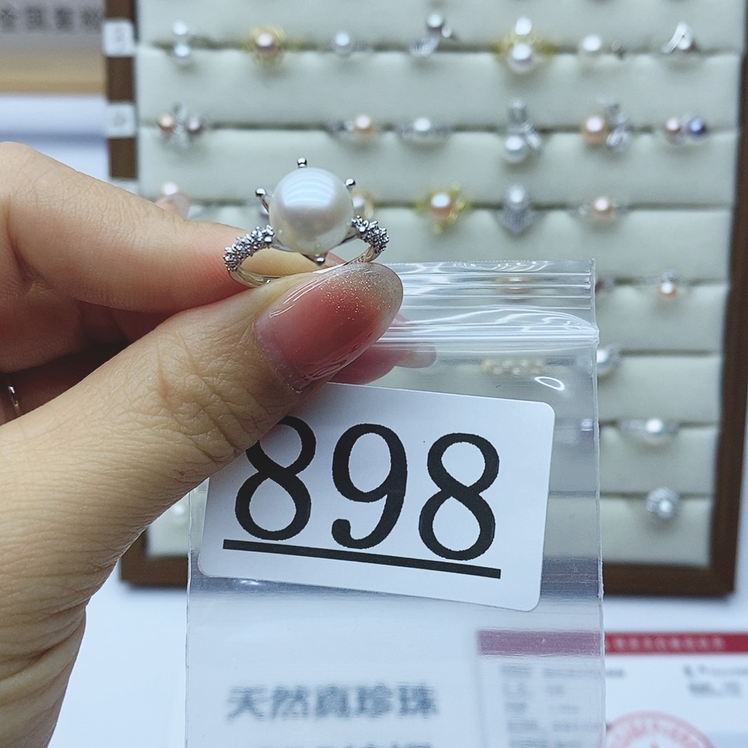 淡水珍珠戒指银S925镶嵌心**澜898