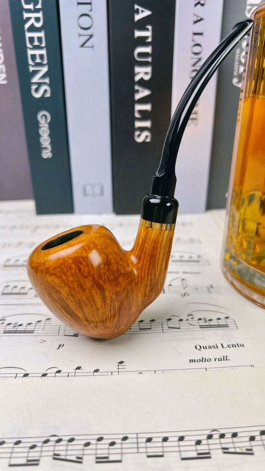 【全新正品】老冯烟斗，冯哥雅洁冯振志烟斗，传统大弯橡果原木浅染色