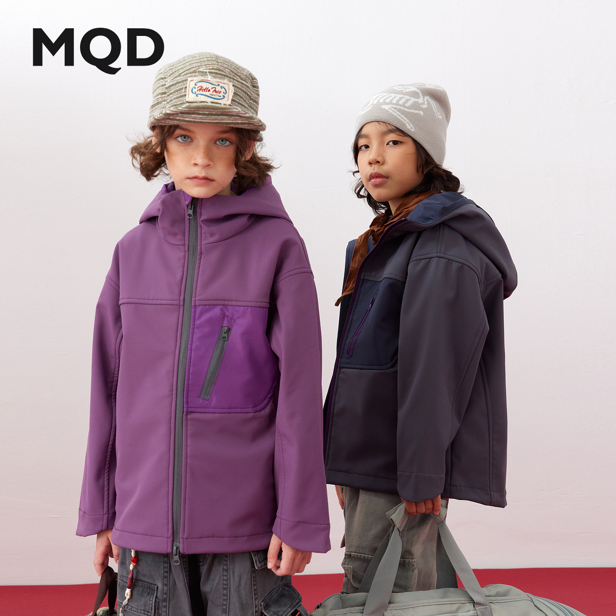 MQD男童25秋新款户外儿童工装服登山露营防风连帽外套DC5310813