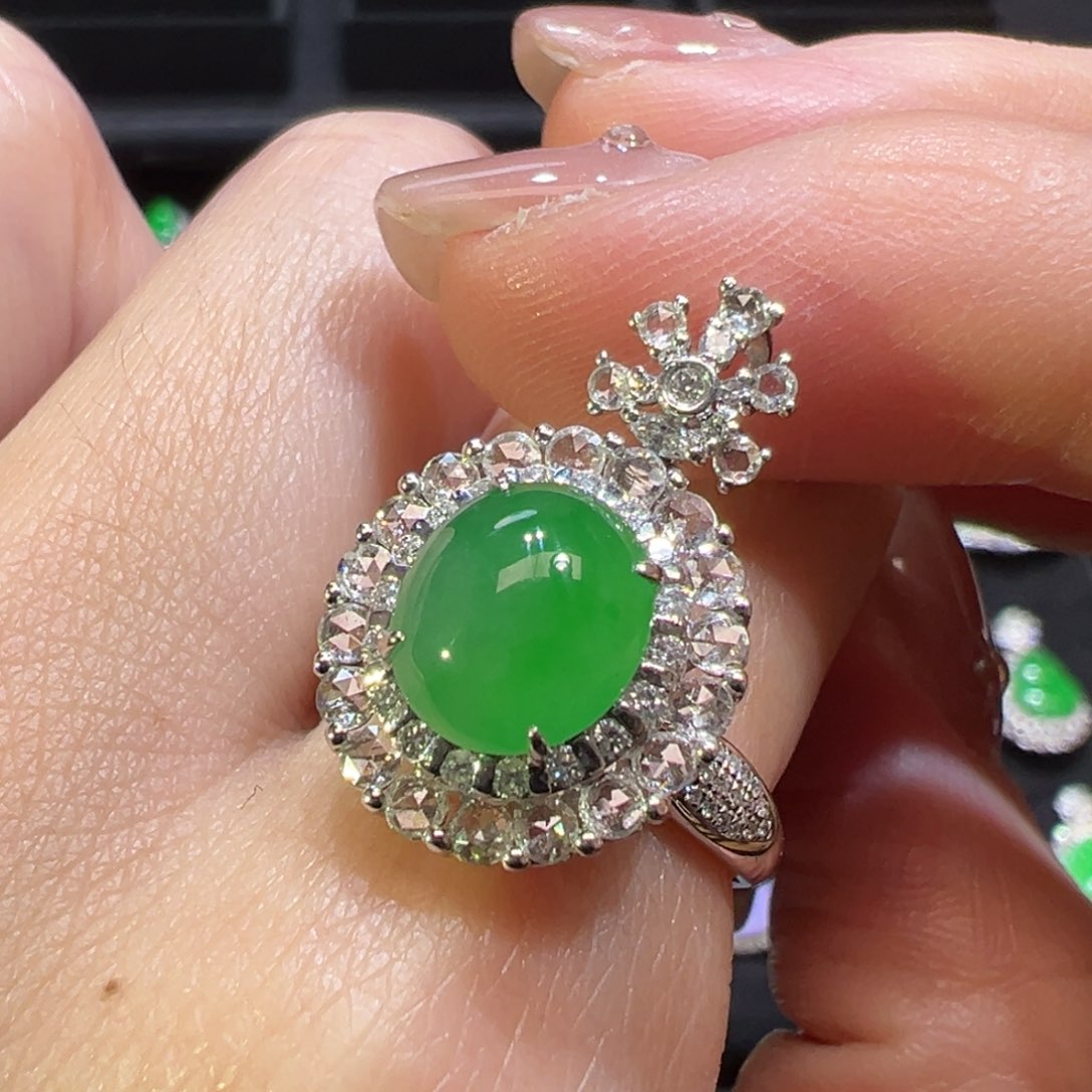 翡翠戒指18K金镶嵌收到货48小时鉴赏期