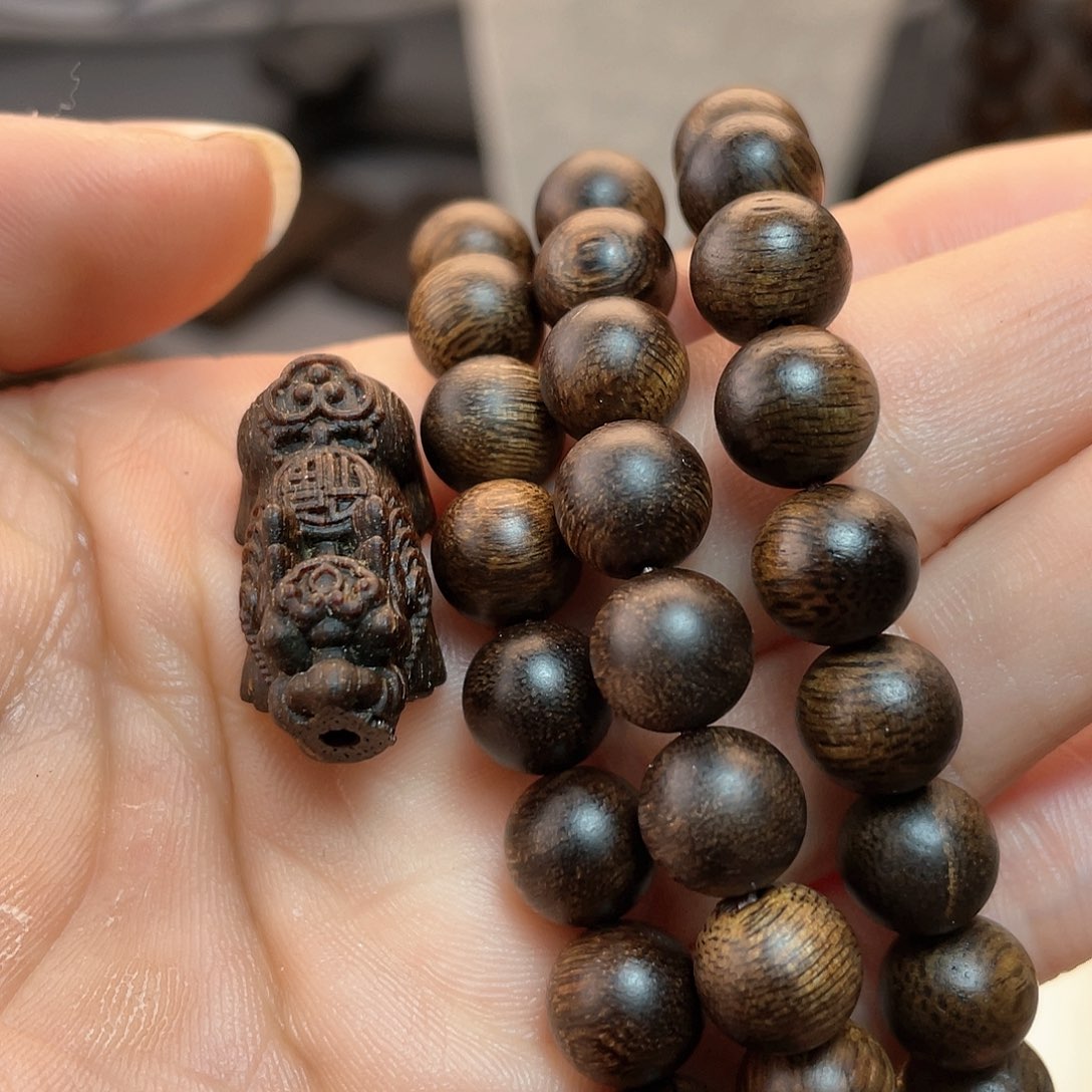 沉香手串微**行白棋瘤疤