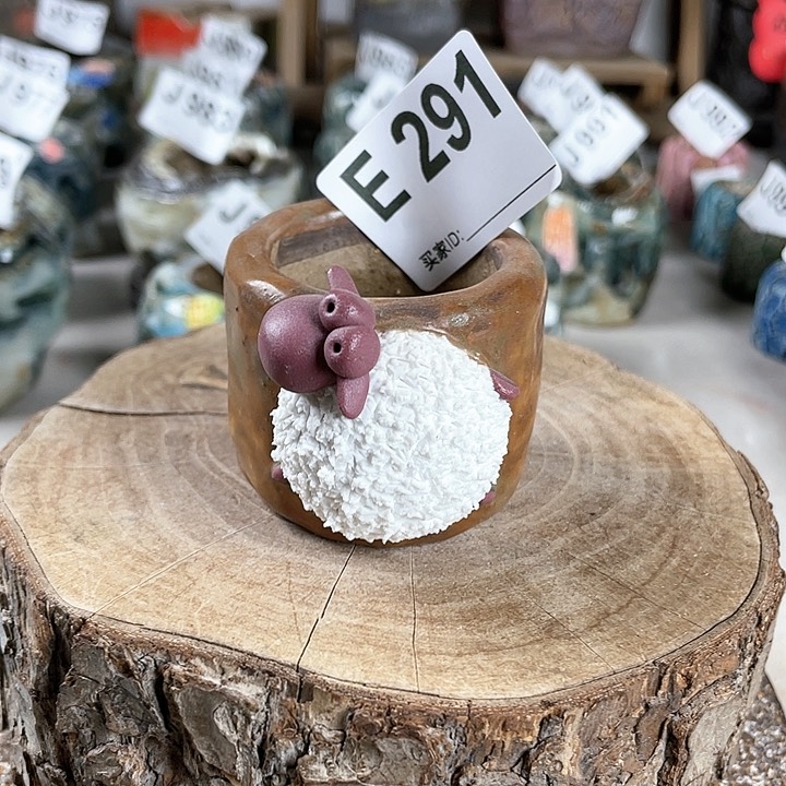 紫砂花盆小白孤品 立体小羊盆 内口3.8