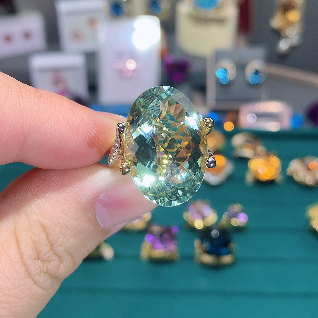 水晶戒指银S925镶嵌戒指