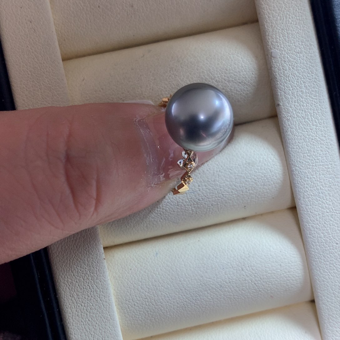 海水珍珠戒指18K金镶嵌