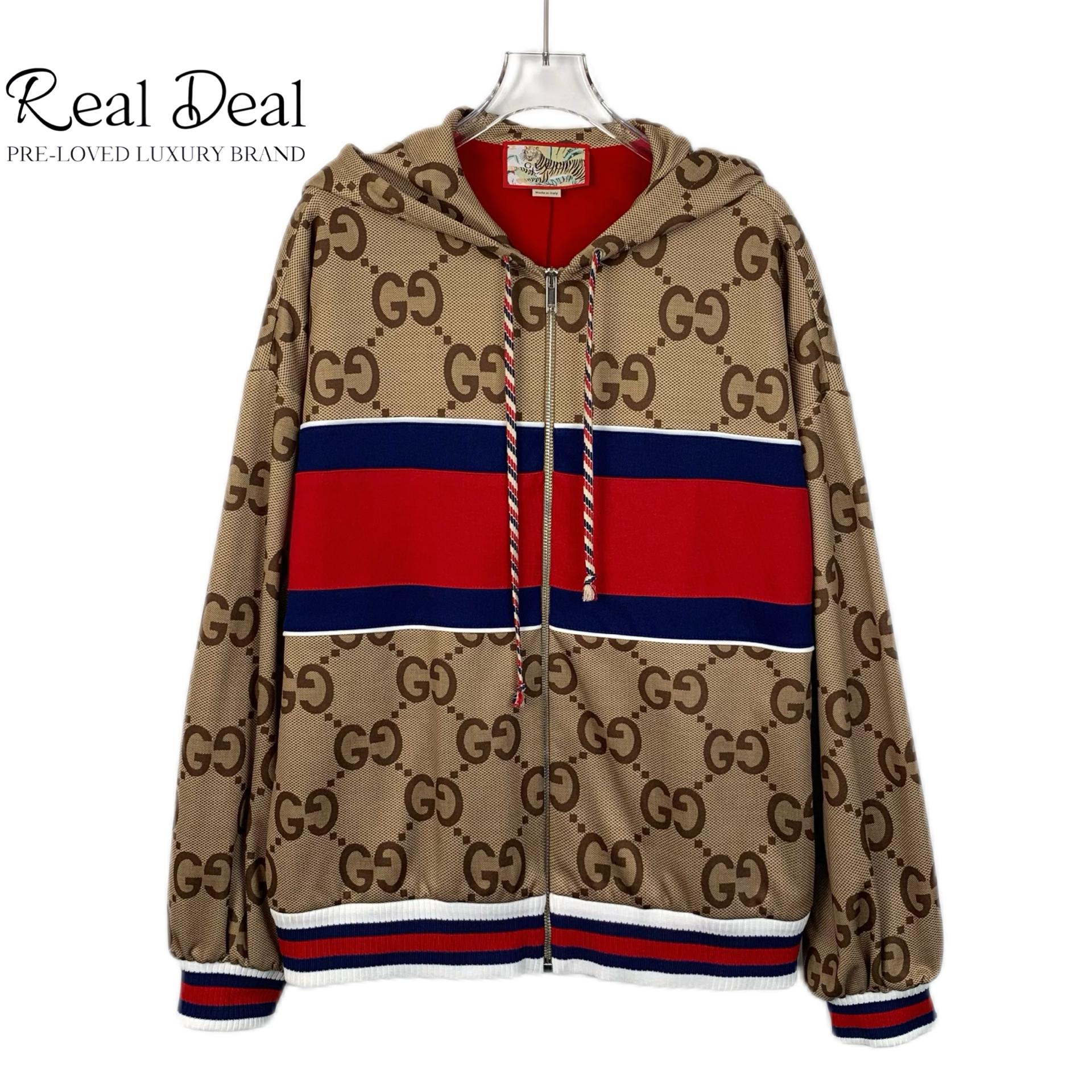 99新 GUCCI/古驰 H13315 棕色老花满印外套 M码 