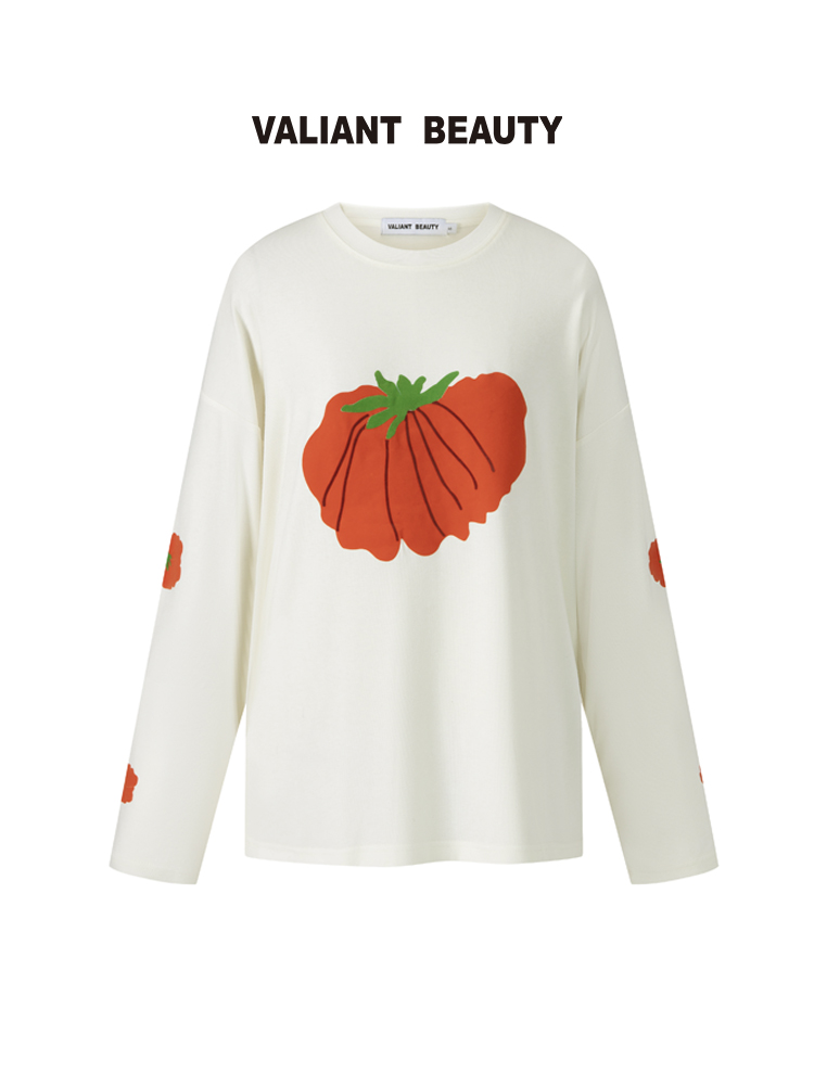 【格格专属】VALIANT BEAUTU抽象番茄植绒印花长袖