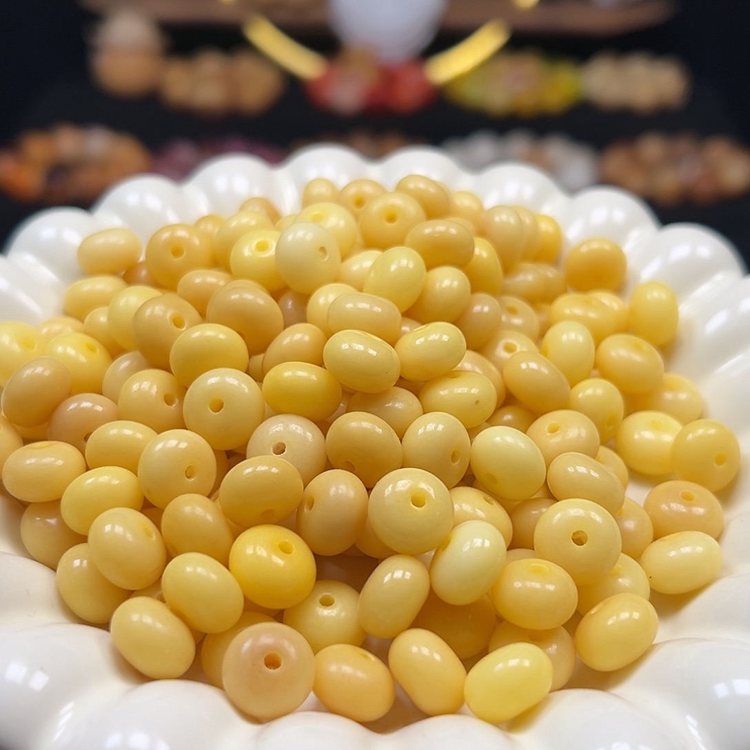 菩提根/象牙果手串卡11奶油黄算盘108颗