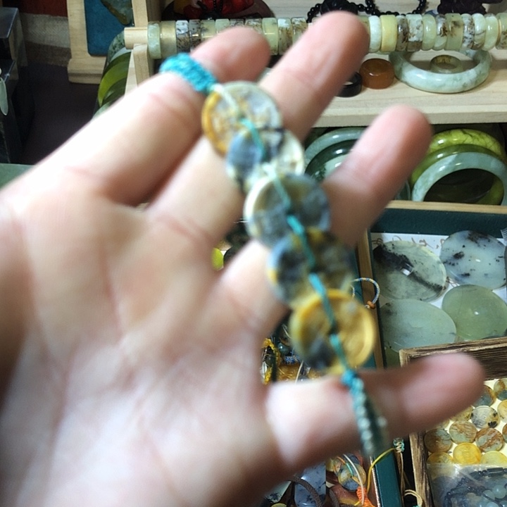 岫玉岫玉五帝钱手链未镶嵌