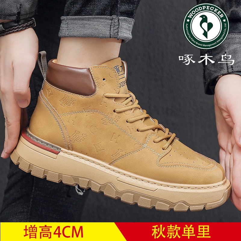啄木鸟 男士厚底增高高帮运动休闲鞋马丁靴2025新款秋冬男鞋潮鞋