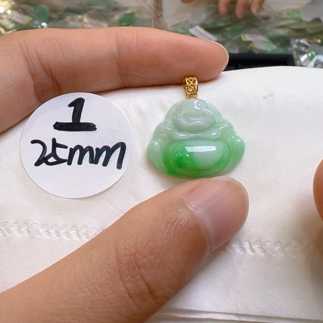 吊坠(不含链)18K金镶嵌翡翠