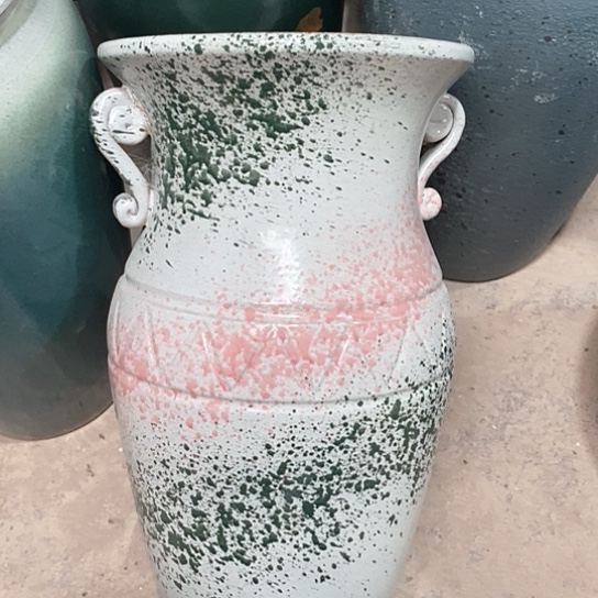 紫砂花盆口22高度37白双耳瑕疵