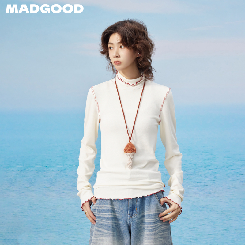 madgood马得工地日系自发热高弹针织高领撞色密拷打底MDGDTX13195