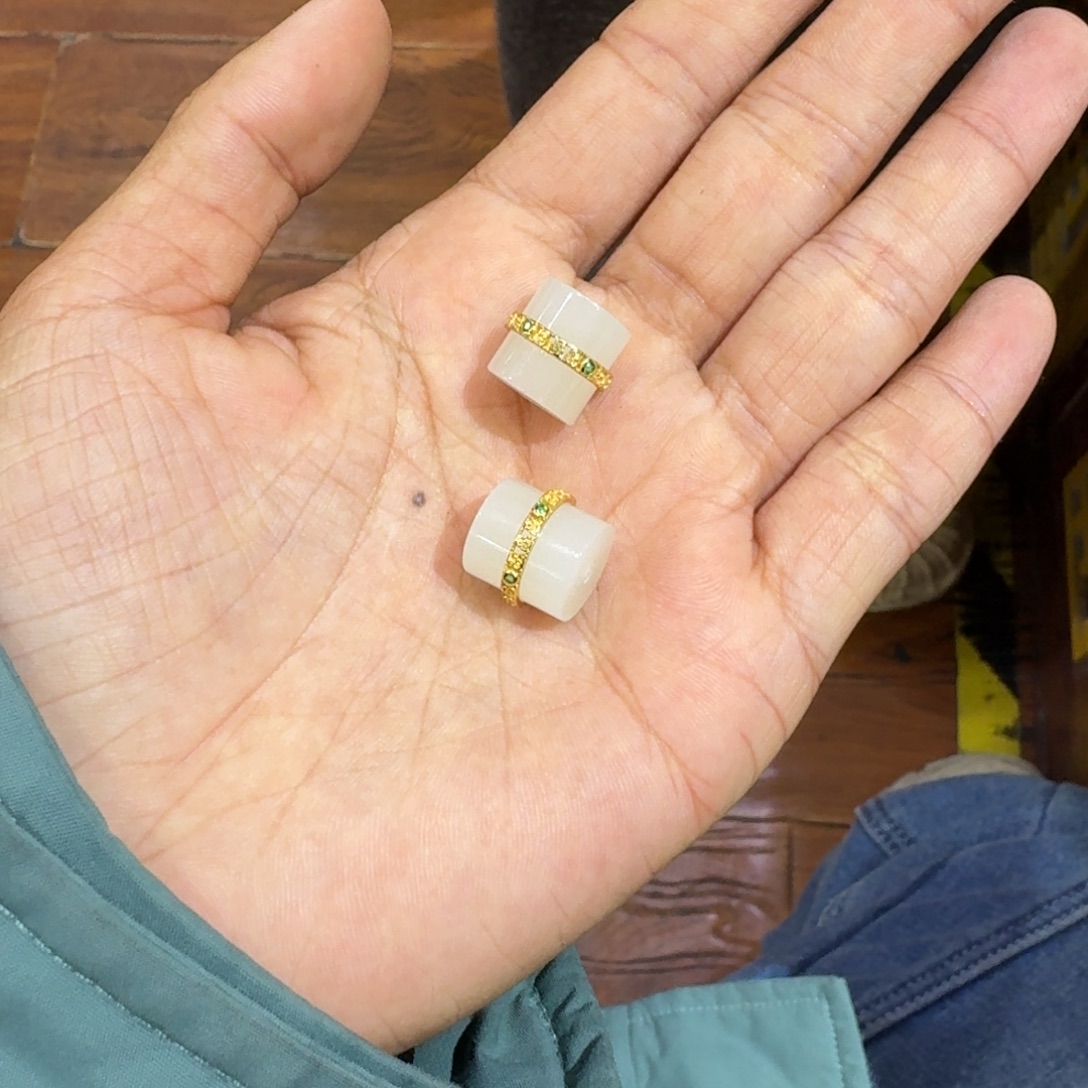 和田玉银S925镀金镶嵌吊坠(不含链)拍二发一