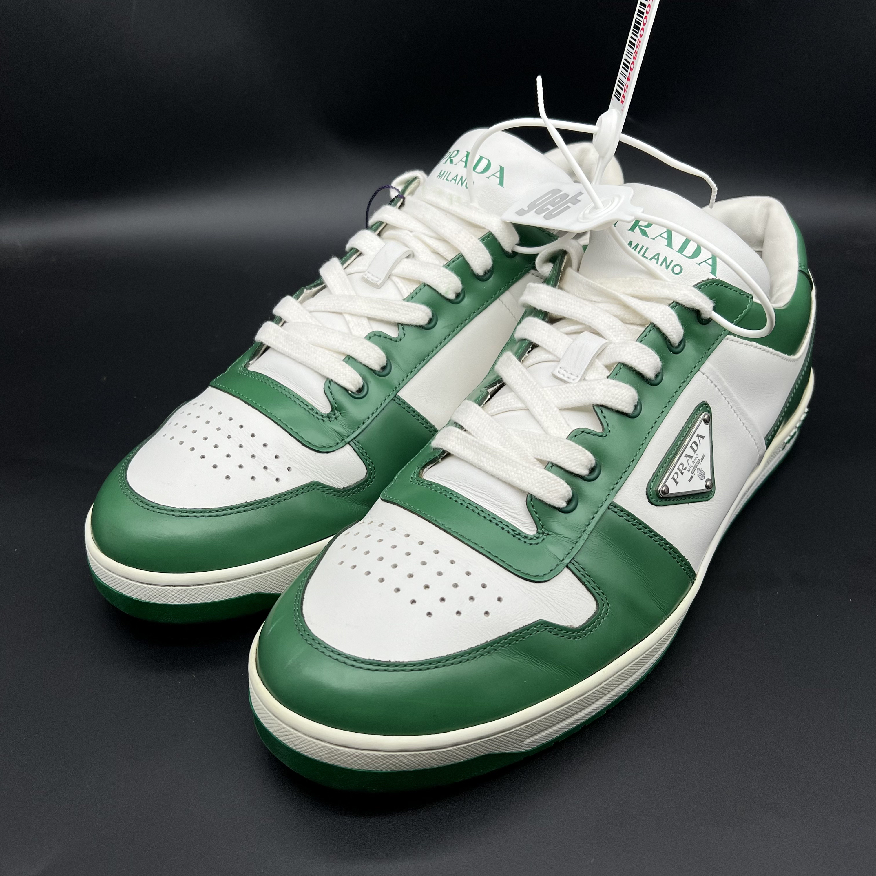 95新 Prada/普拉达 白绿倒三角时尚百搭潮流三角标低帮 44欧 奢lz