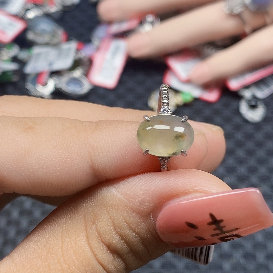 翡翠银S925镶嵌戒指