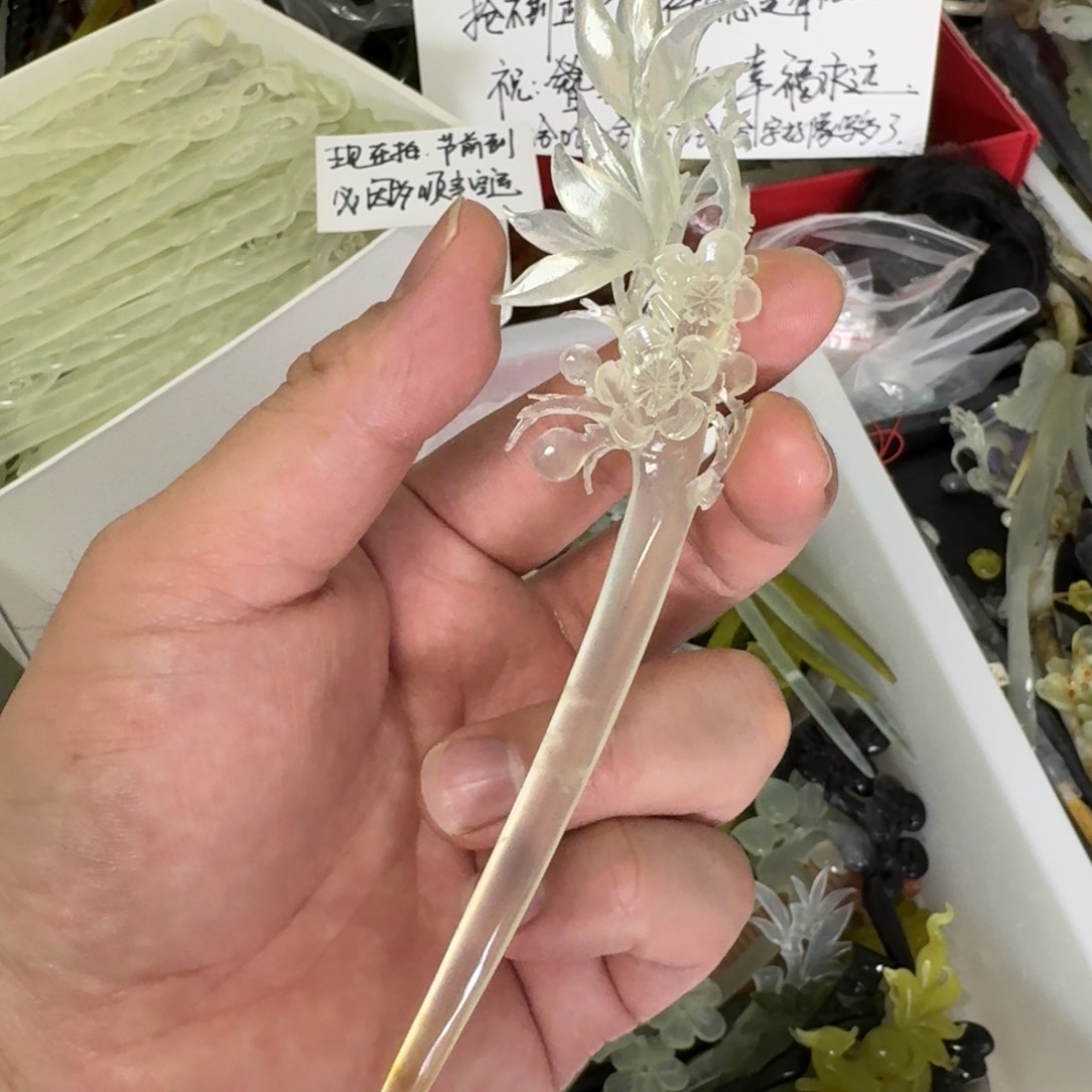 岫玉发饰未镶嵌明君玉簪就是好看