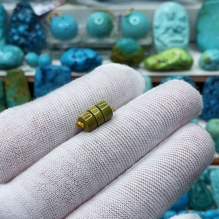 绿松石银S925镶嵌天然原矿 地大质检