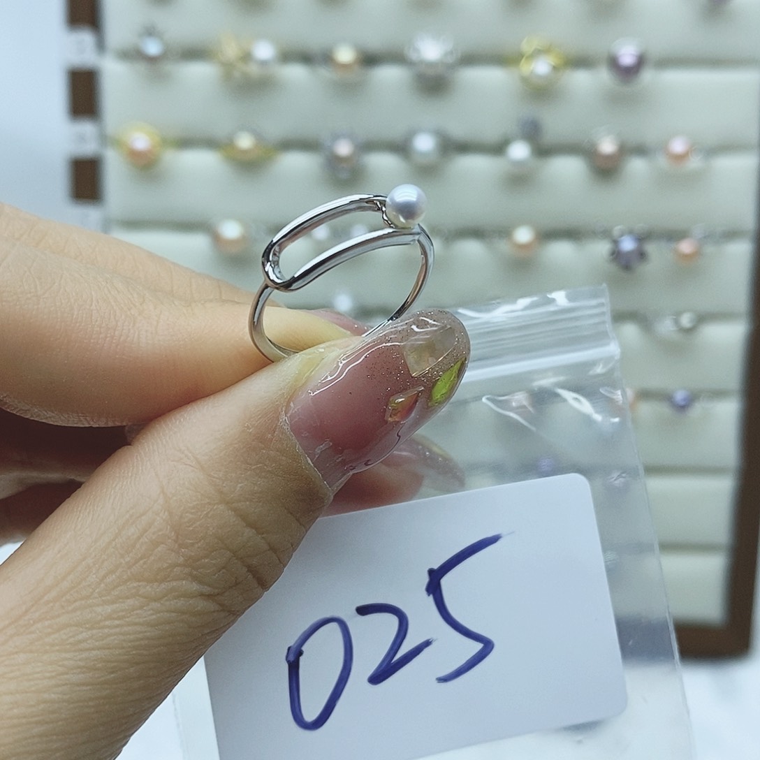 淡水珍珠戒指银S925镶嵌025
