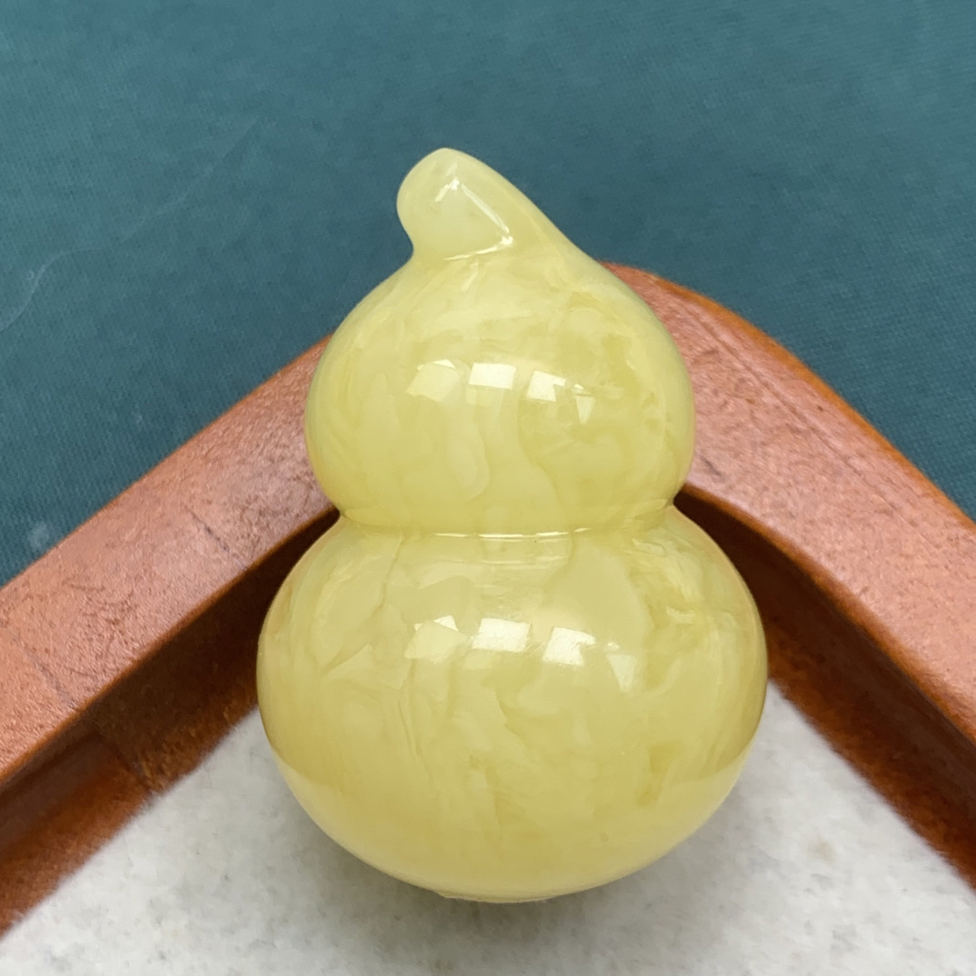 天然琥珀蜜蜡白花虎皮浓蜡葫芦（抖音基地发货，带证书）