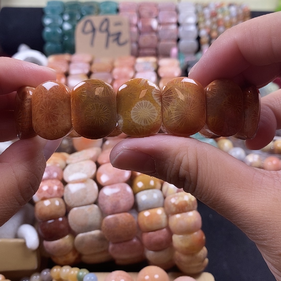 硅化珊瑚（珊瑚玉）未镶嵌手牌6号