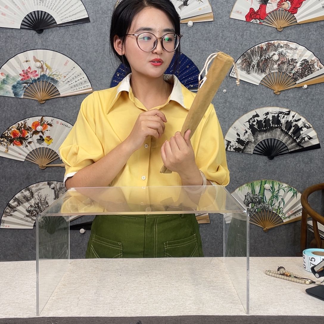 国画10寸水磨玉竹-纯手绘-文玩扇骨（默认粘好） 058