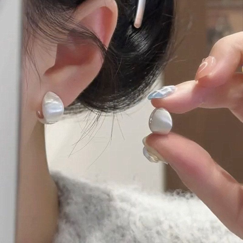 铜合金耳饰 QIAN XI S925银针 冬季高级感拉丝水滴耳扣耳环