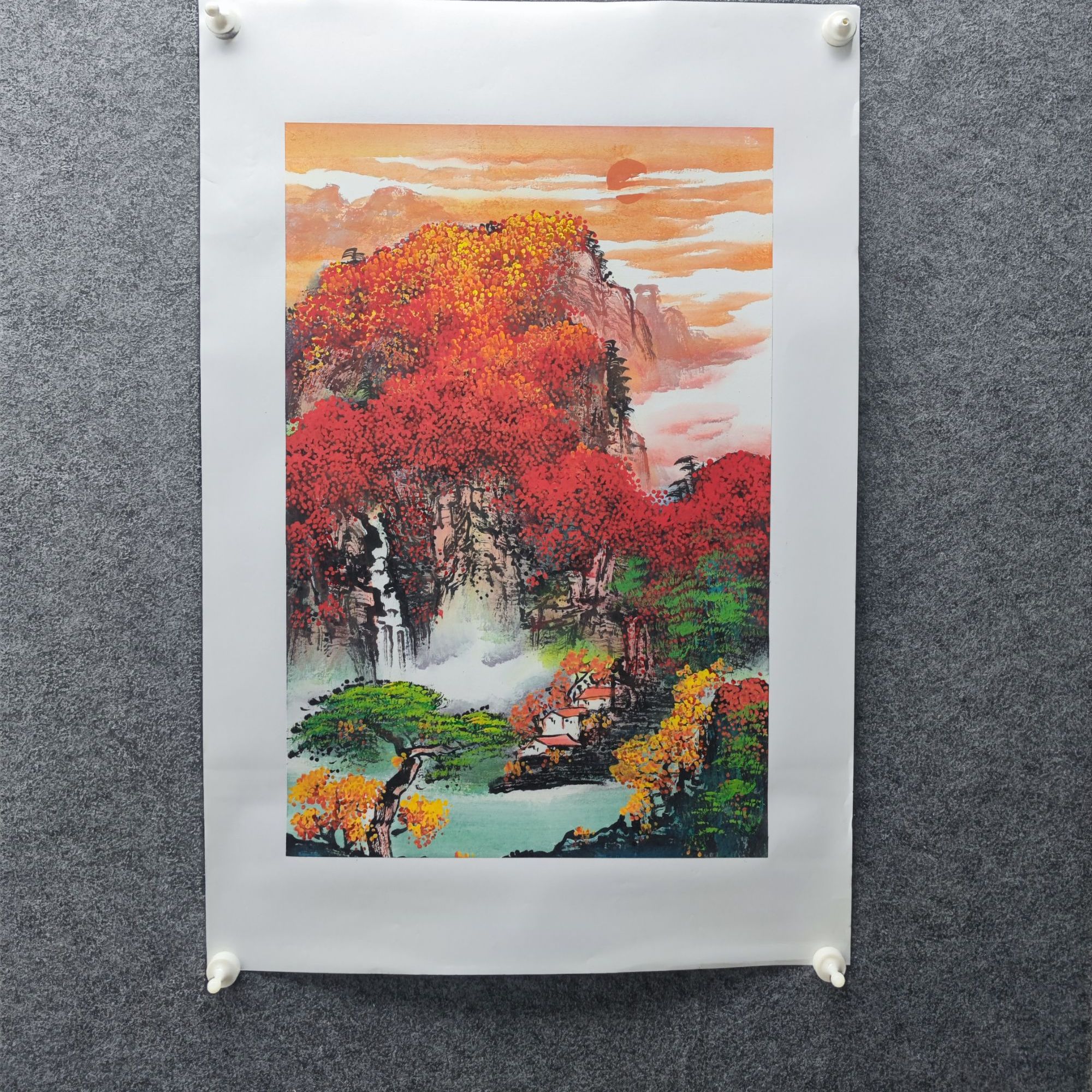 【丹枫映日】欧阳宾160cm*45cm亲笔手绘礼盒作品