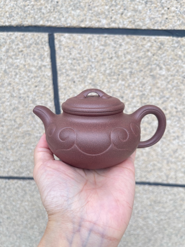 宜兴正品紫砂壶原矿黄龙山石磨料底槽青仿古如意220cc半手精工