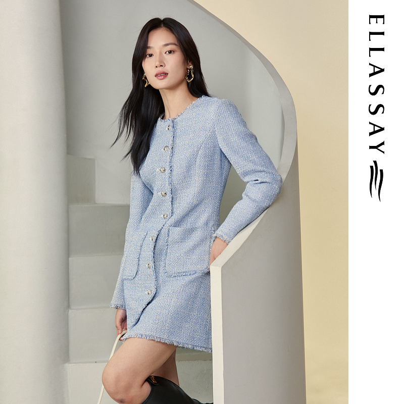 ELLASSAY歌力思2025秋季新款挺括气质长袖连衣裙女EWB363Y01400