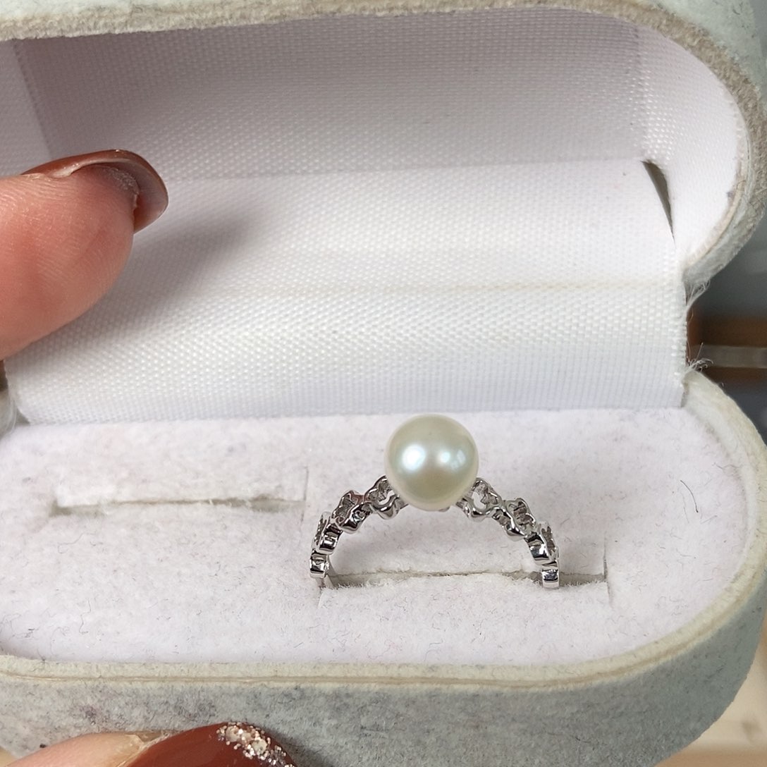 海水珍珠戒指银S925镶嵌