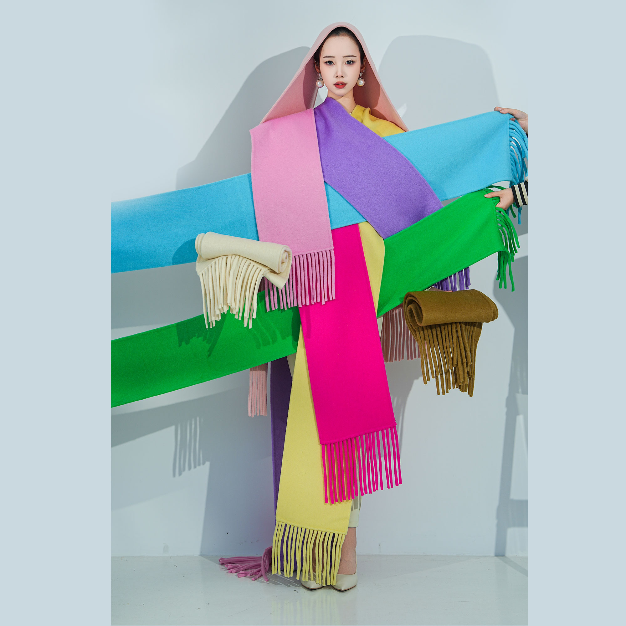 XIANPIN/鲜品【醉翁之意不在酒】双面呢多色围巾