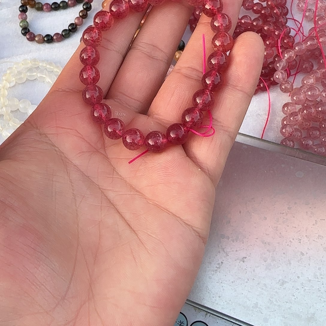 水晶未镶嵌手链天然水晶草莓晶手串