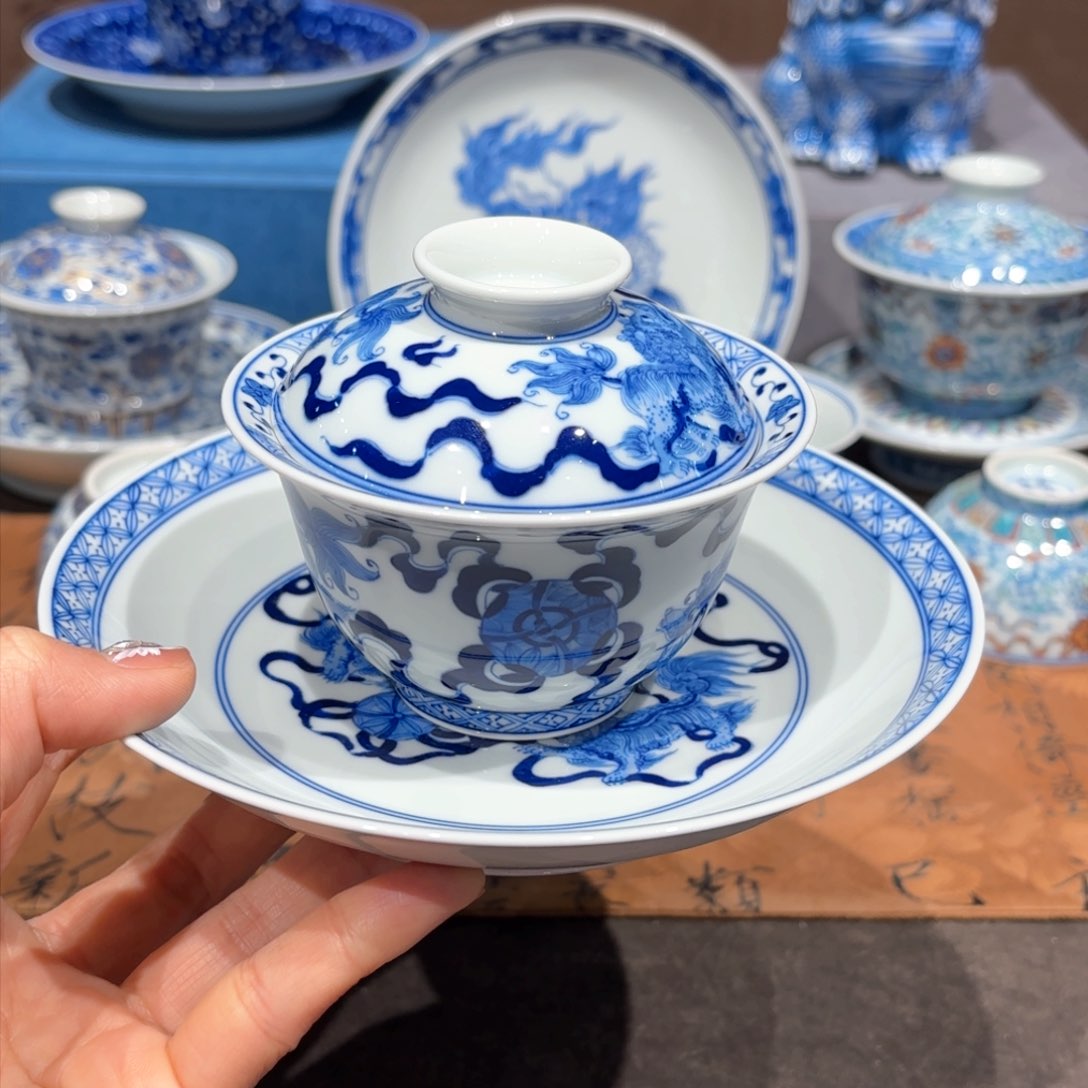 瓷片浮**雪手工手绘陶瓷茶具
