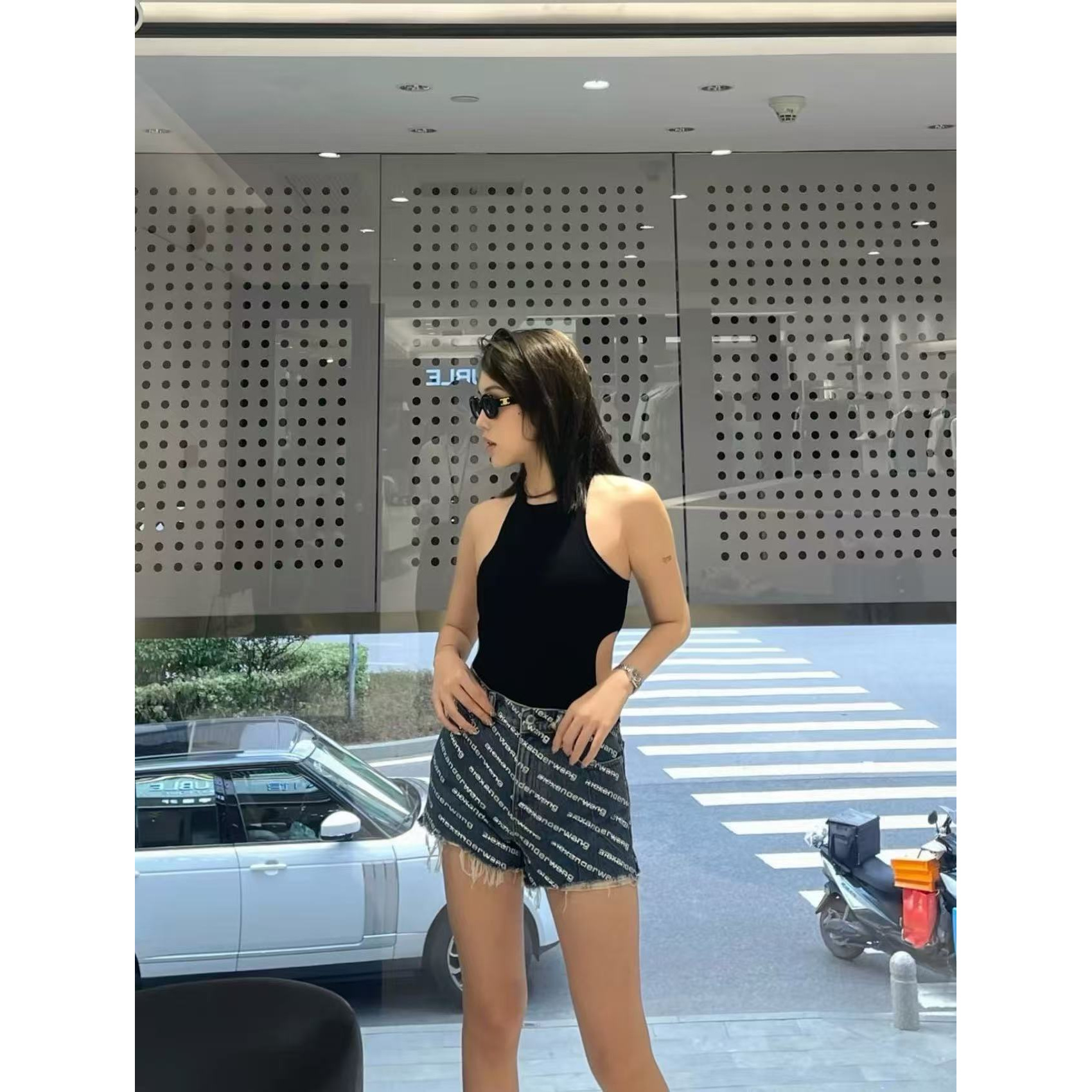 1085 GZ新款牛仔裤短裤字夏季热裤直筒显瘦淘气满字母印花女