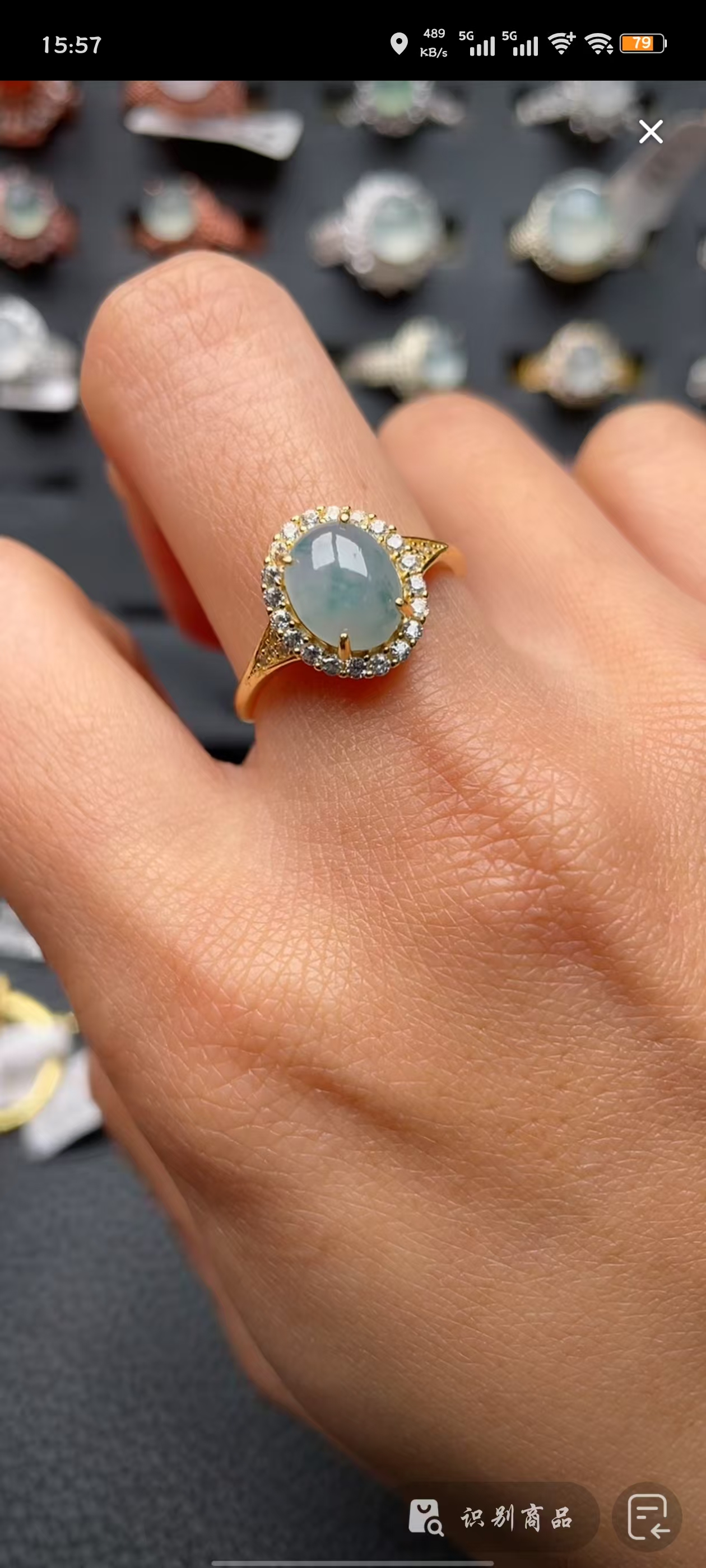 天然缅甸翡翠A货S925国标银镶嵌戒指