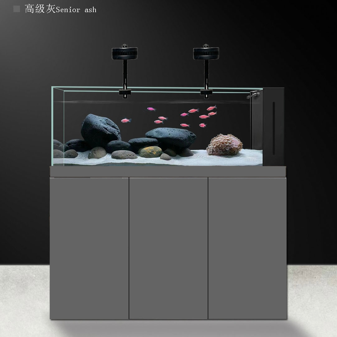 微知魚  现代风溪流缸 金晶五线超白侧溢流底滤干湿分离支持定制
