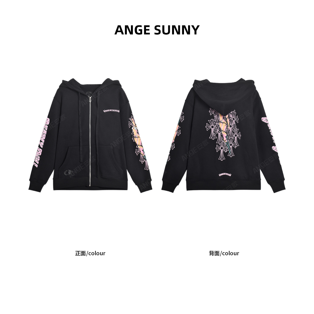 曲阳 ANGE SUNNY【漫画少女拉链卫衣】连帽花臂梵文印花外套