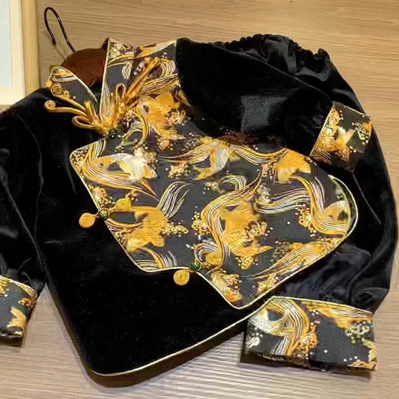 周岁礼服男宝秋冬中国风刺绣满月百天生日布置拜年抓周宴中式唐装