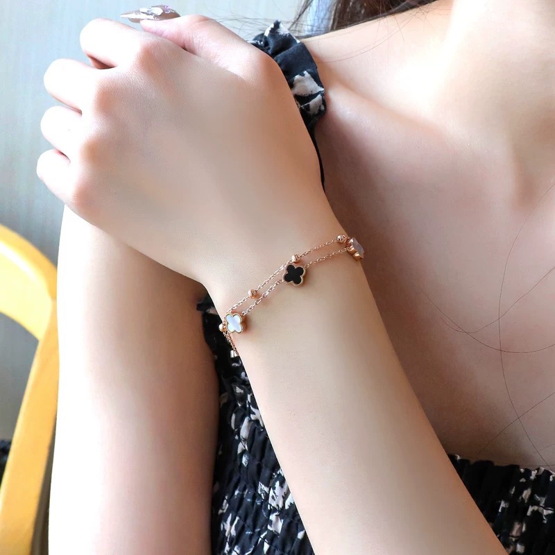 铜合金手链 6124百搭四花叠戴手链