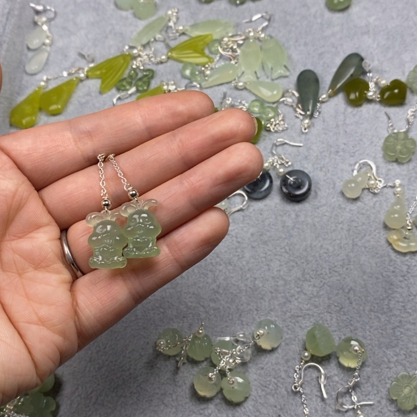 【闪购商品】蛇纹石玉挂件耳饰耳环项链未镶嵌