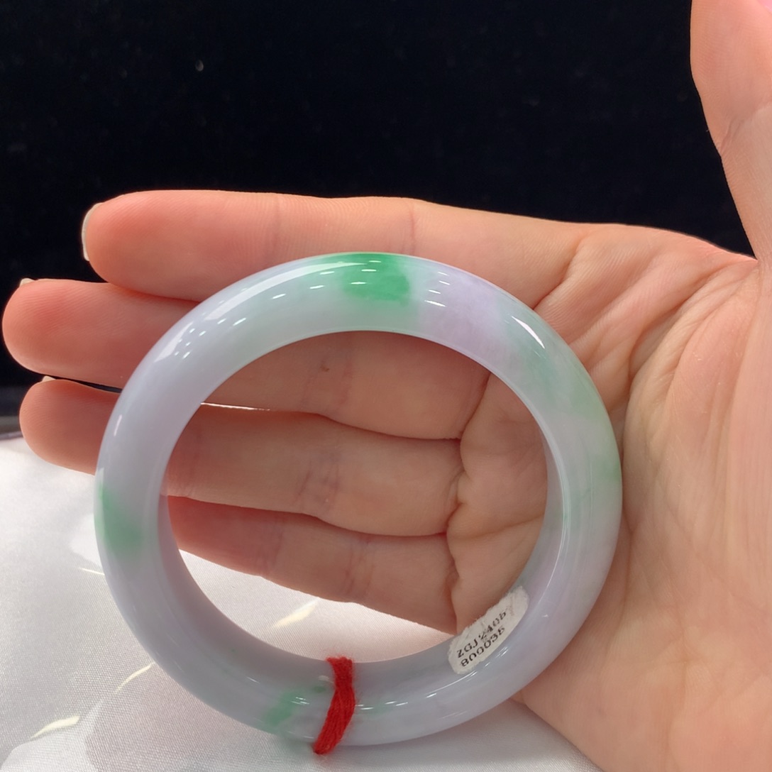 翡翠手镯未镶嵌缅甸A货翡翠 春彩53 54