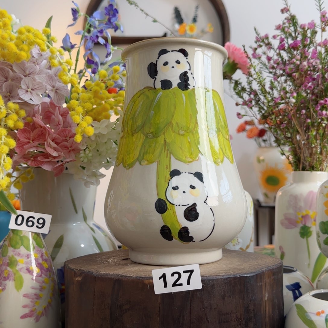 摆件陶瓷手绘小花瓶摆件无孔
