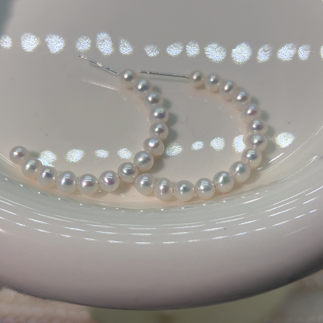银S925镶嵌淡水珍珠极光大c圈