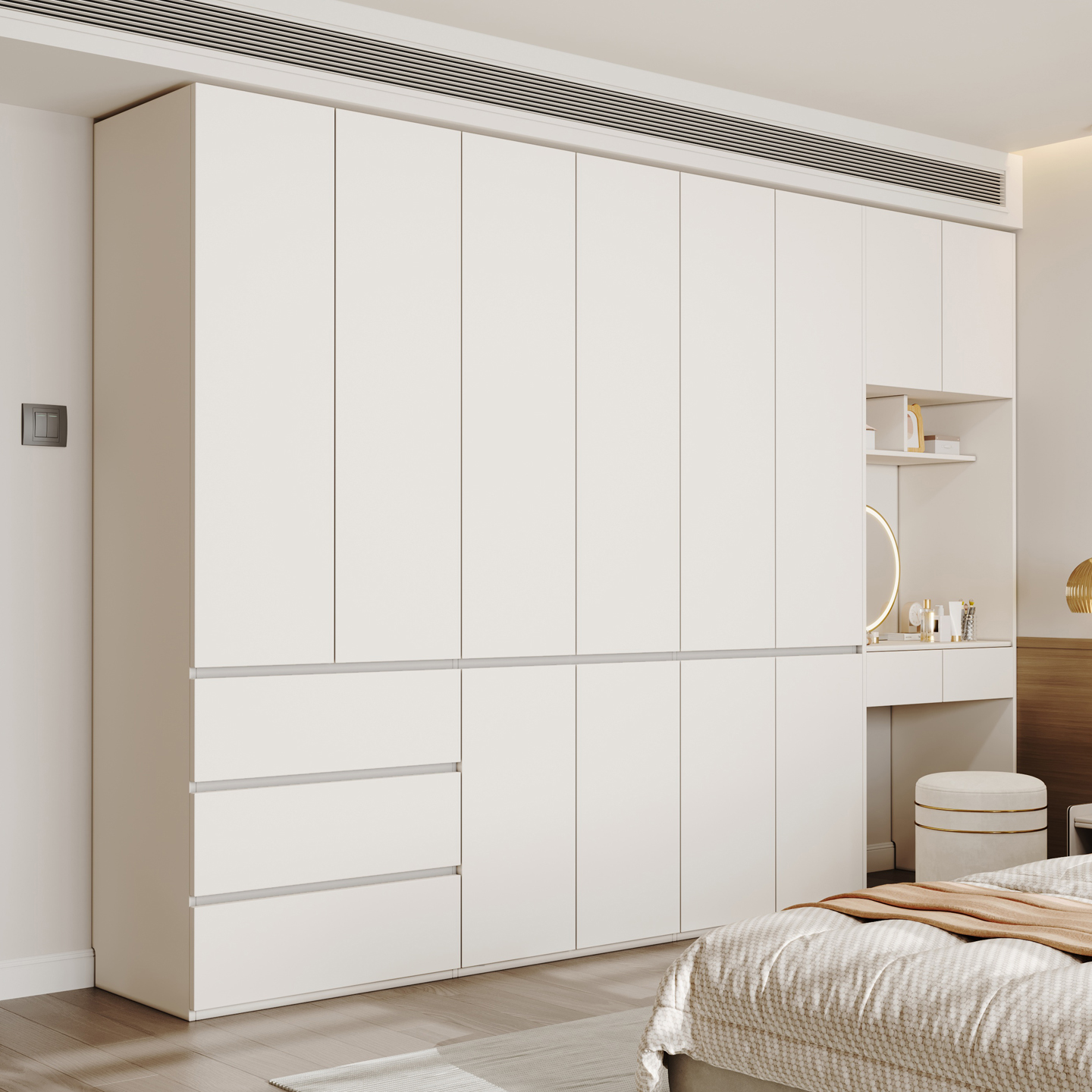 2025年新款爆款全实木衣柜带梳妆台一体卧室家用分段式柜子大衣橱