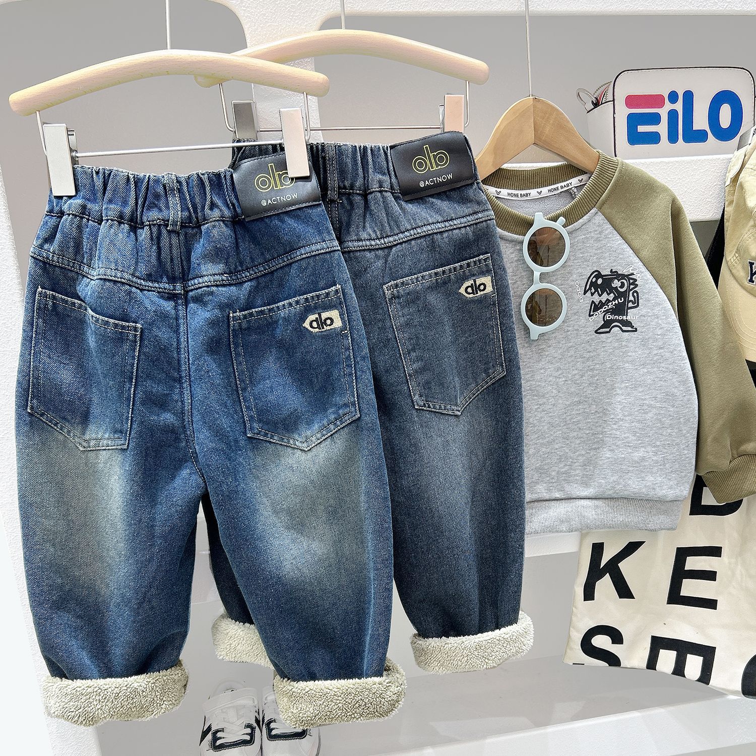 长裤男男女通用中腰儿童牛仔裤秋装童装洋气秋款男童